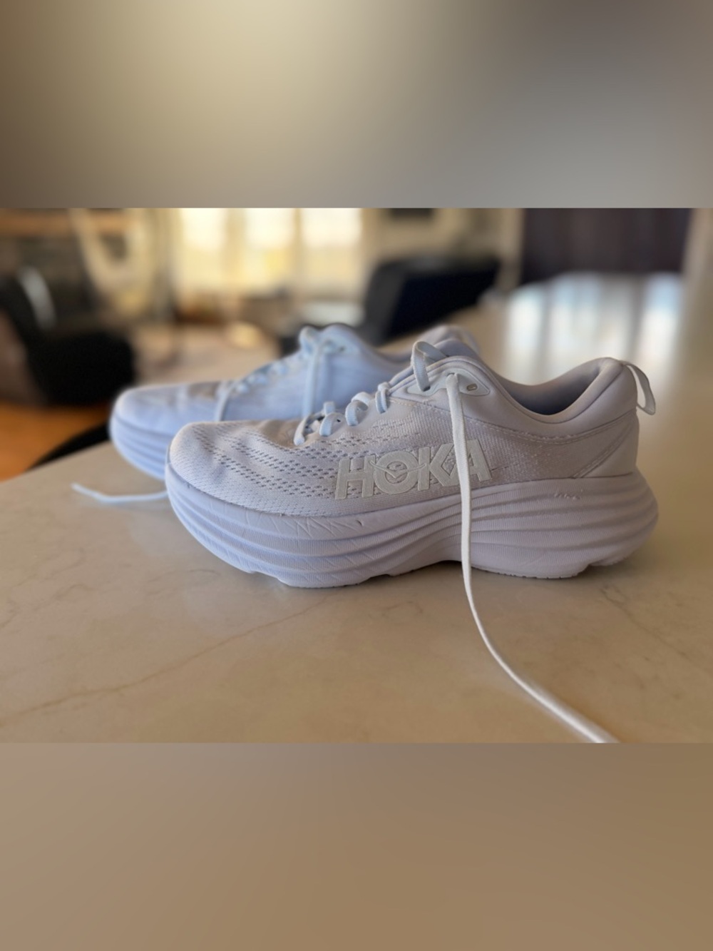 Hoka All-White Cushioned Running Sneakers